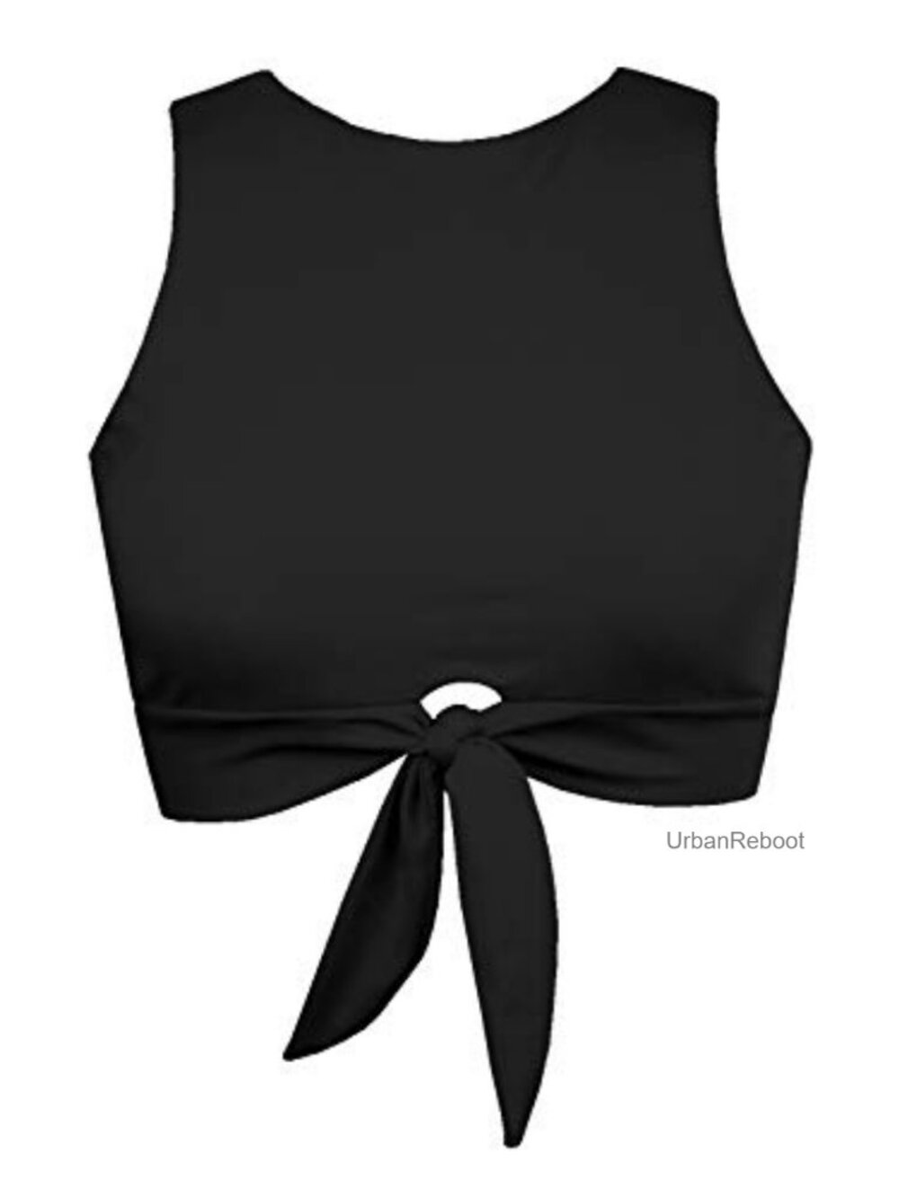 Women's Cut Out Tie Knot Front Scoop Neck Tank Crop Top Bikini Swimsuit Top